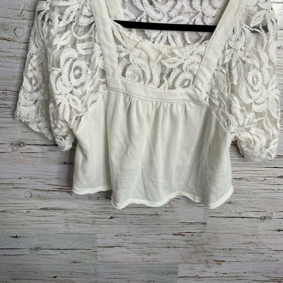 We the free people white crop blouse lace size small - Picture 11 of 12